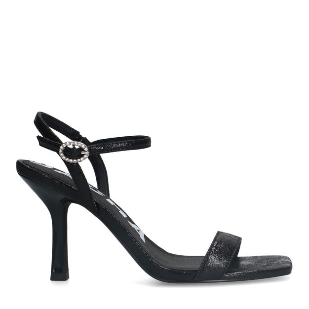 Zwarte glitter sandalen met hak
