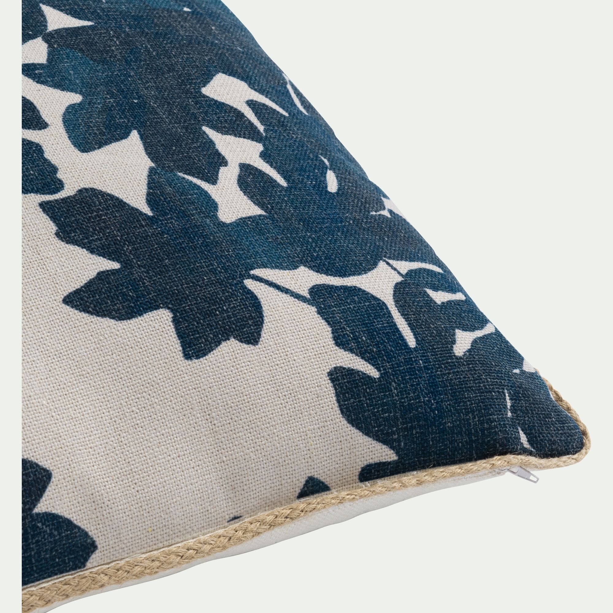 FIGUIER - Coussin d'extérieur à motif feuilles de figuier 45x45cm - bleu