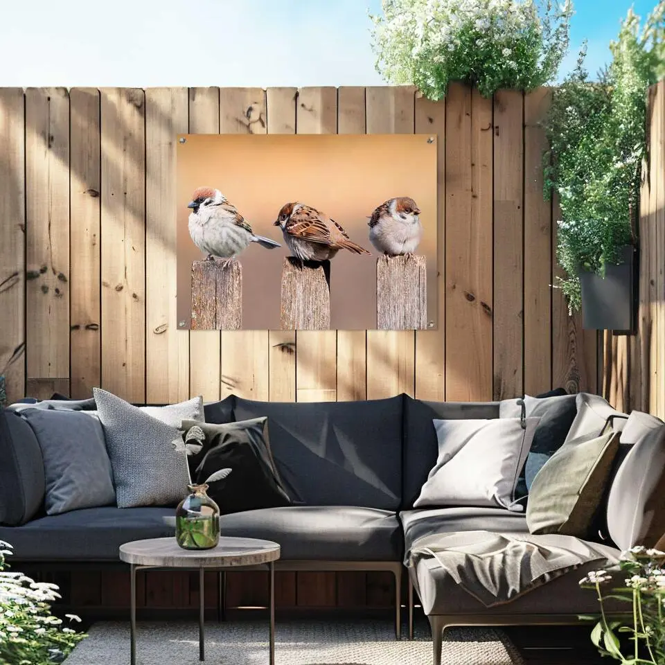 Tuinposter Vogels - 60 x 80 - Beige