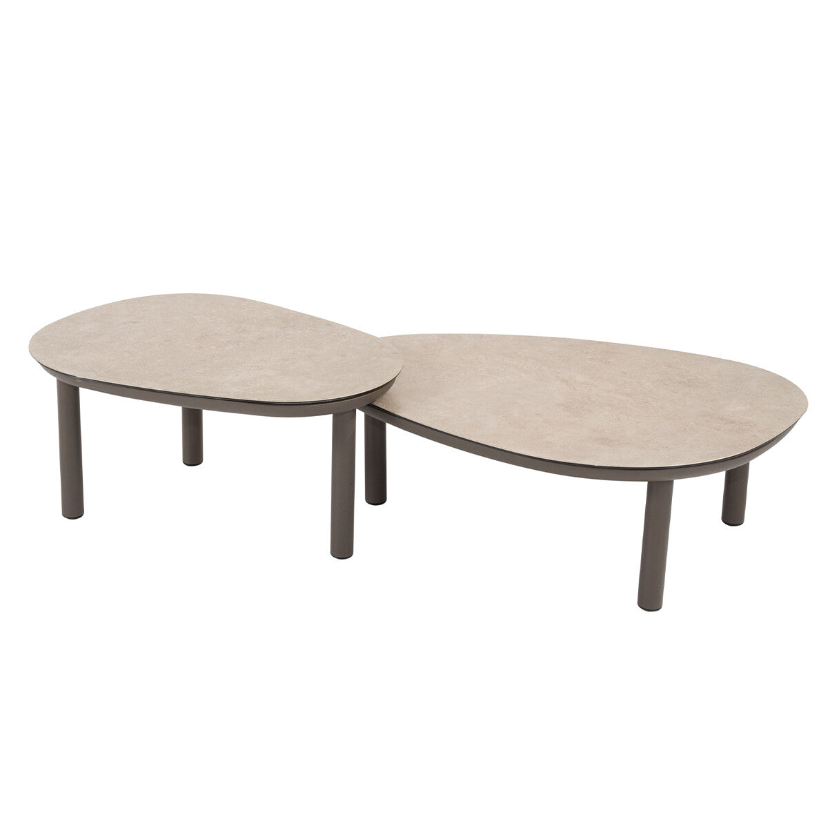 4 Seasons loungetafels Monroe Ø65xH32 cm en Ø80xH27 cm - terre