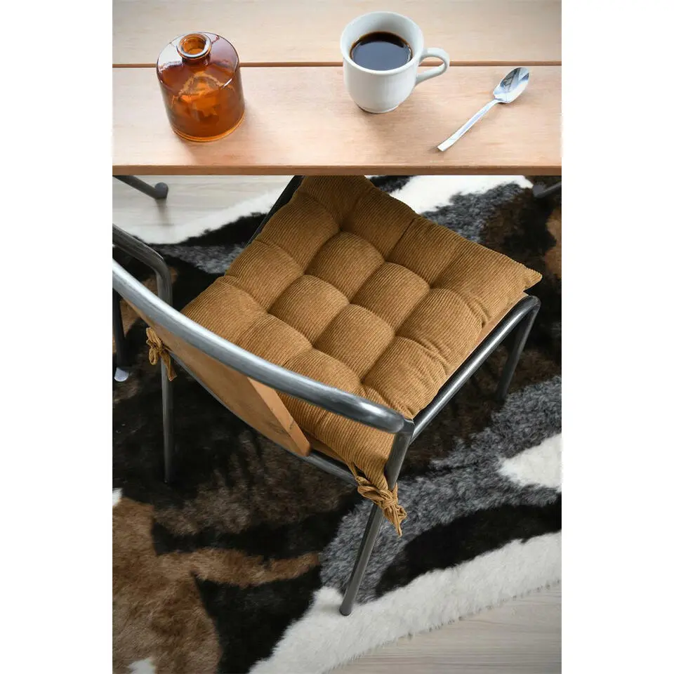 Stof Textile stoelkussen - camel - 38 x 38 x 5 cm