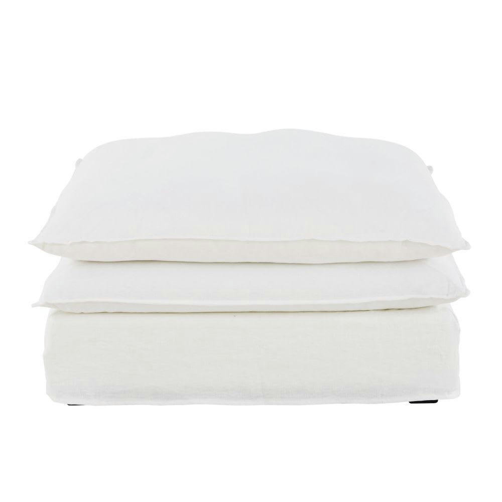 Pompei - Pouf pour canapé modulable en lin blanc