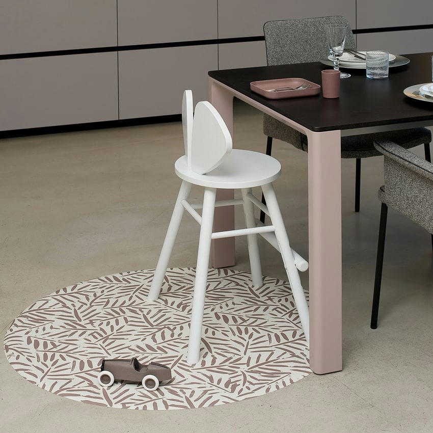 LEAVES - Tapis multifonction en vinyle bébé taupe diamètre 105cm