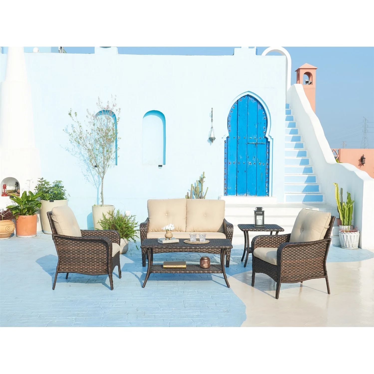 Outdoor Wicker Coffee Table, Patio Rattan Coffee Table