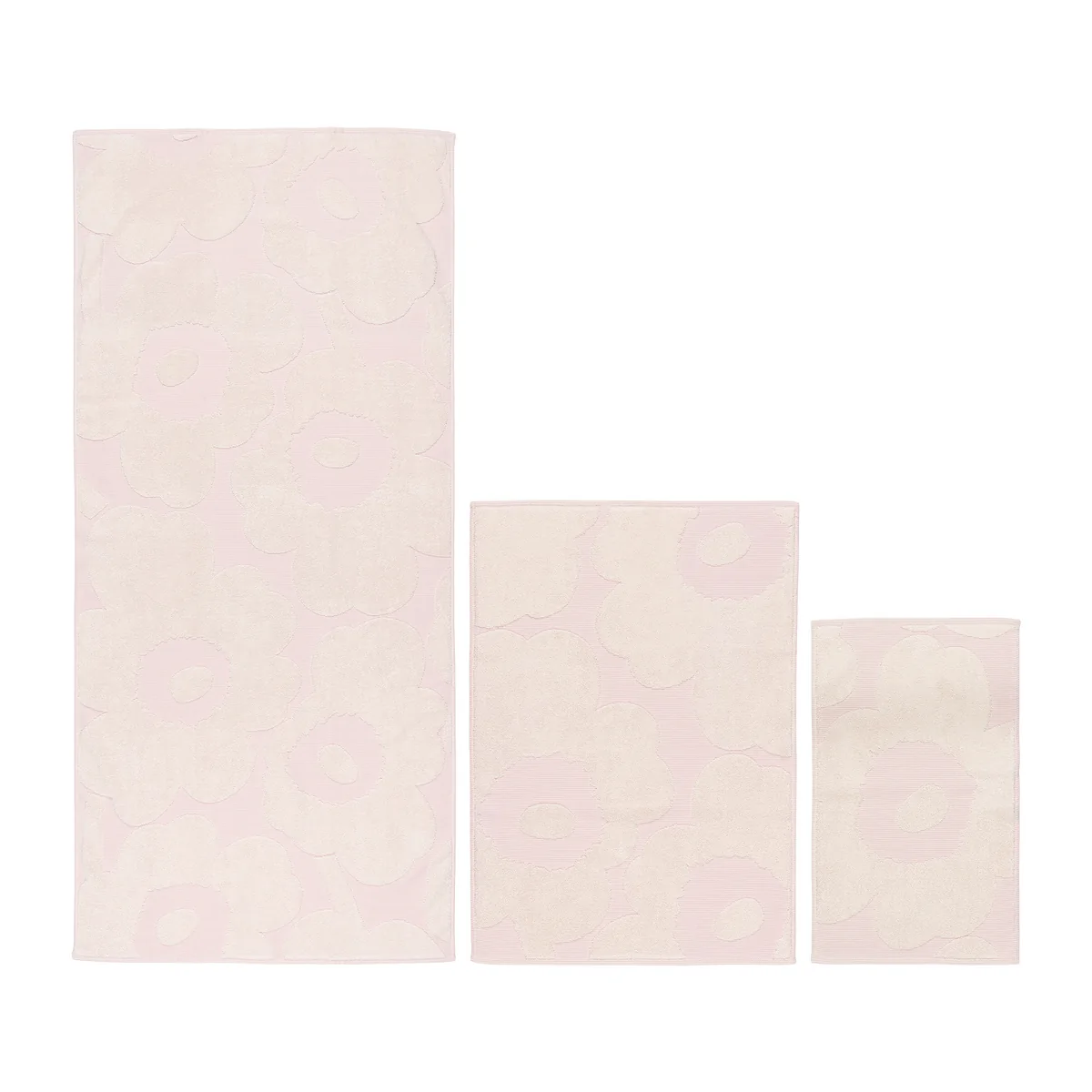Marimekko - Unikko Handtuch-Set, weiß / pink (3-tlg)