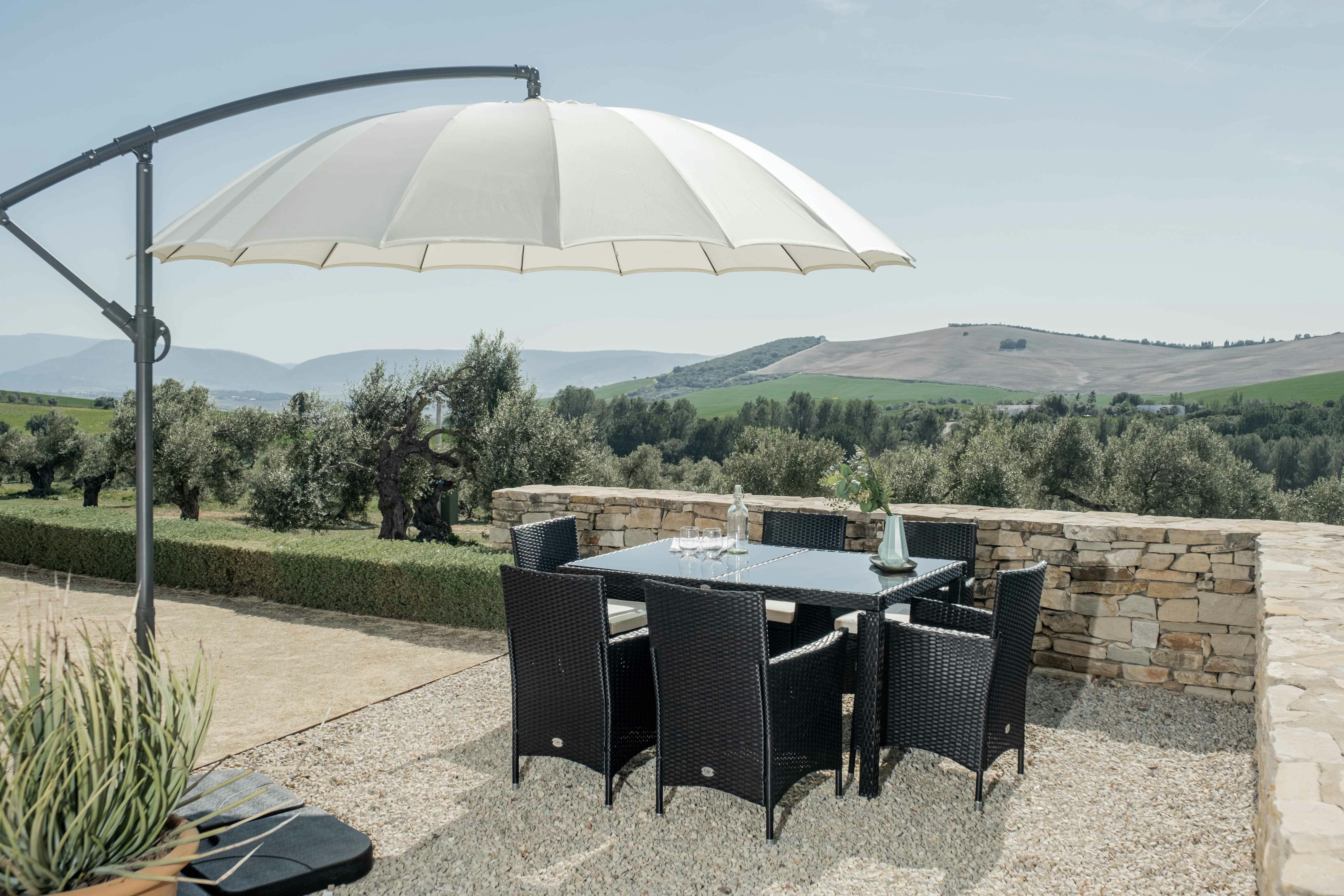 TARIFA - Parasol aluminium Acier et Polyester Blanc