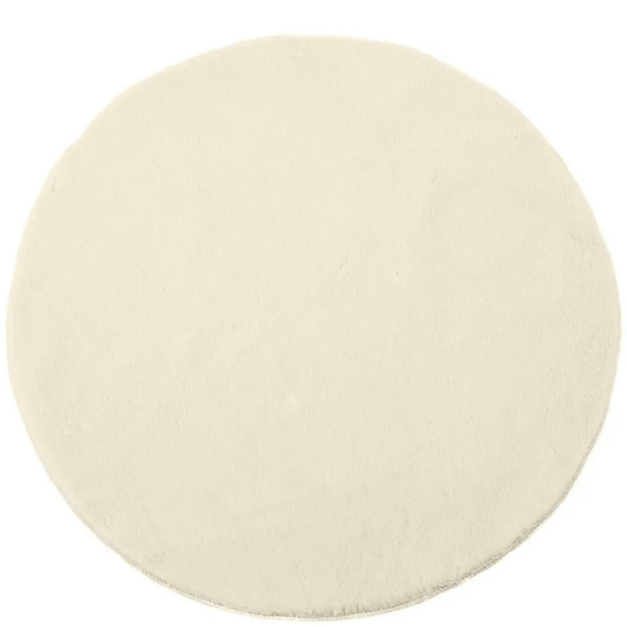 - Tapis rond doux blanc cassé diamètre 80cm