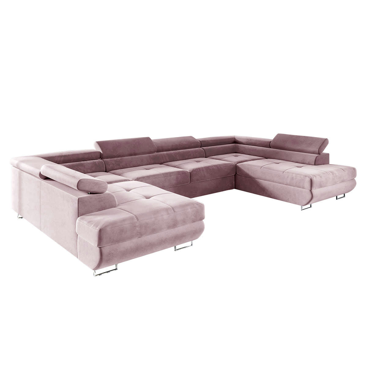 - Canapé en u 5 places convertible rose