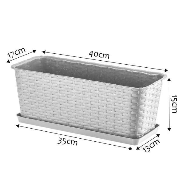 Doniczka Balkonowa Skrzynka Podstawka Szara 40cm