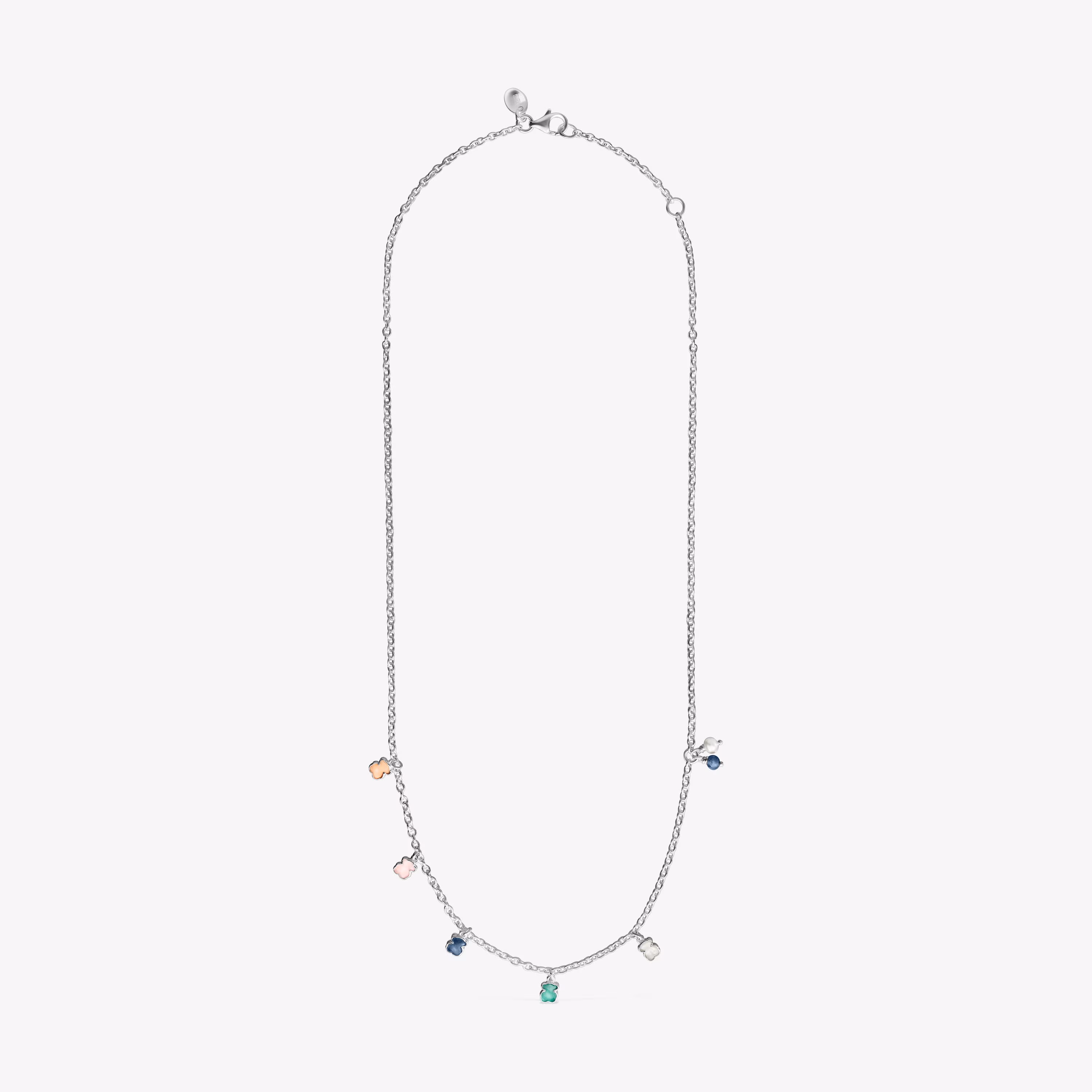 Collar de plata con gemas y perla Mini Color