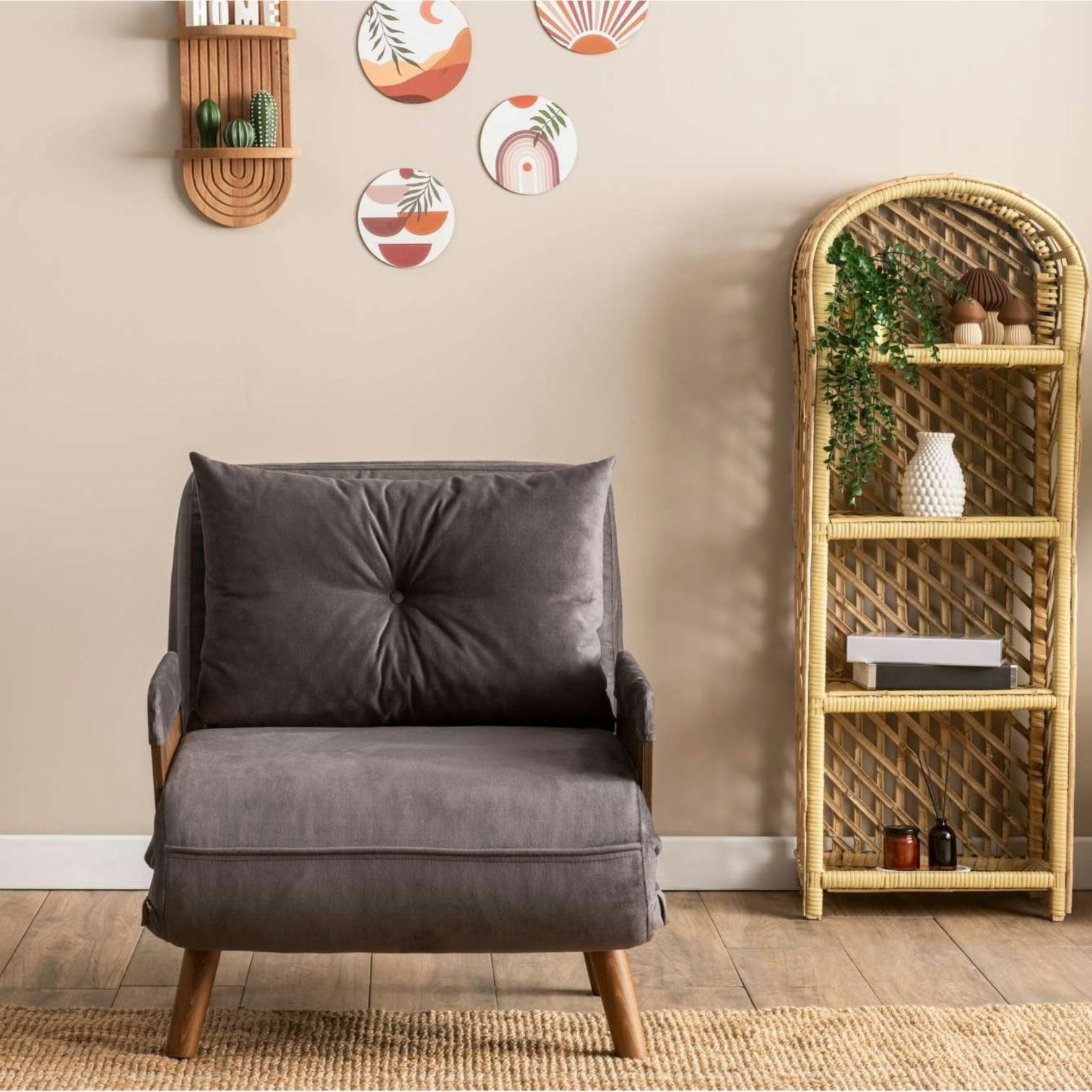 Fauteuil convertible gris orage 1 place couchage 190 cm LOJA