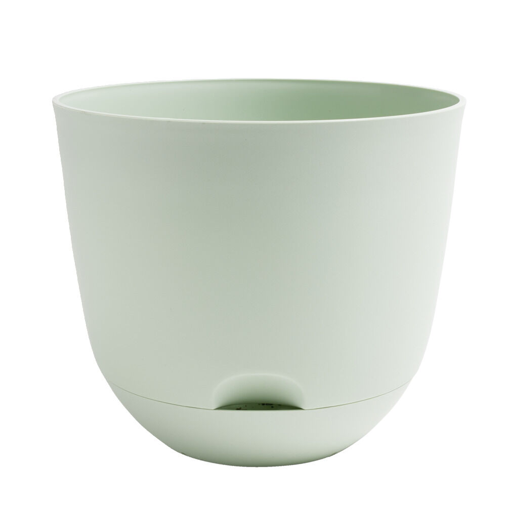 Pot rond avec réserve d'eau plastique vert Ø29,5xH25,8cm