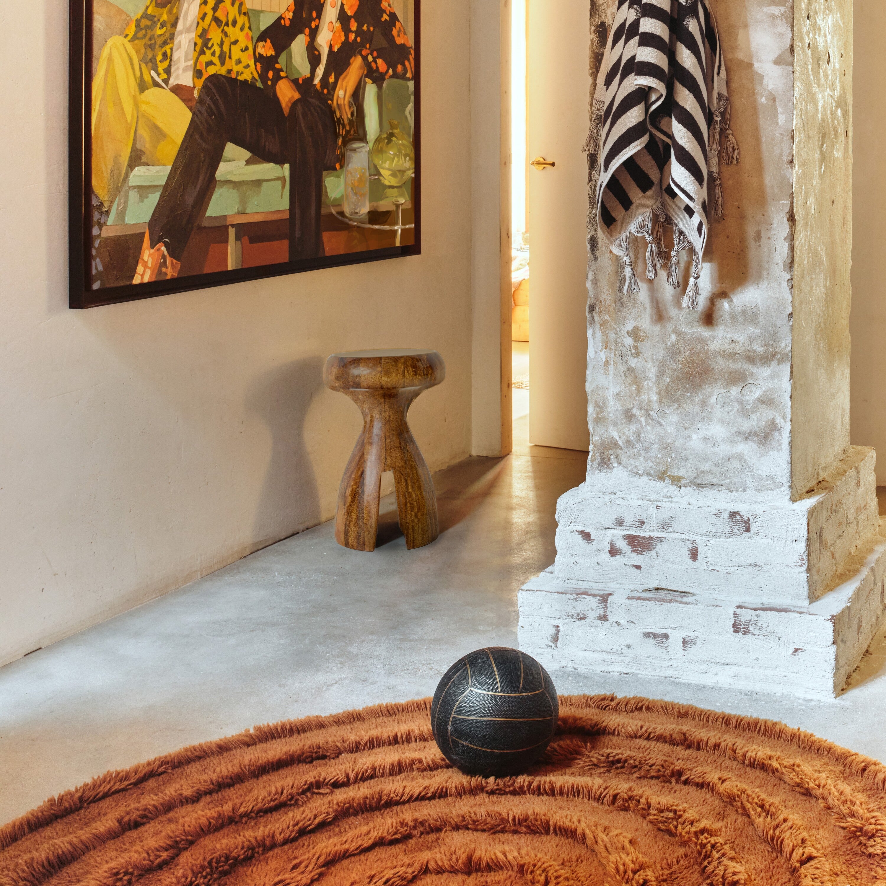 HKliving Round Woolen Vloerkleed Ø 150 cm - Mahogany
