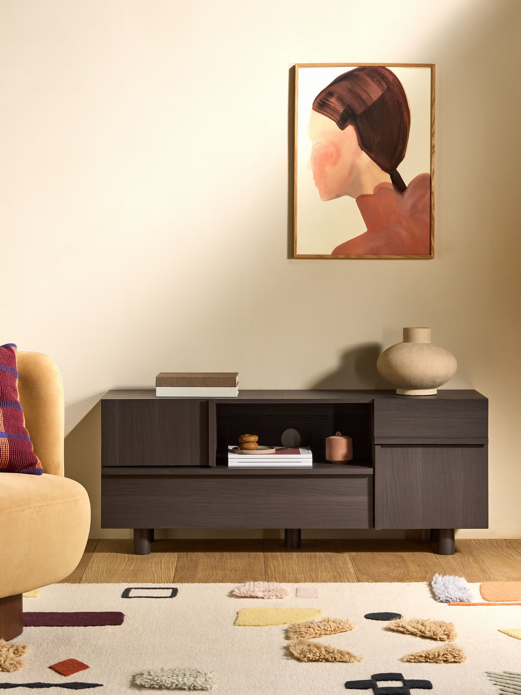 Ascott Up to 50 Inch TV Unit in Dark Wood Effect
