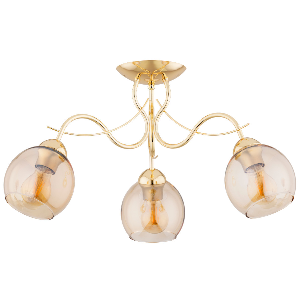 Lampa sufitowa złoto-bursztynowy NARIA 3xE27x15W wym: 33x58x58 cm Alfa