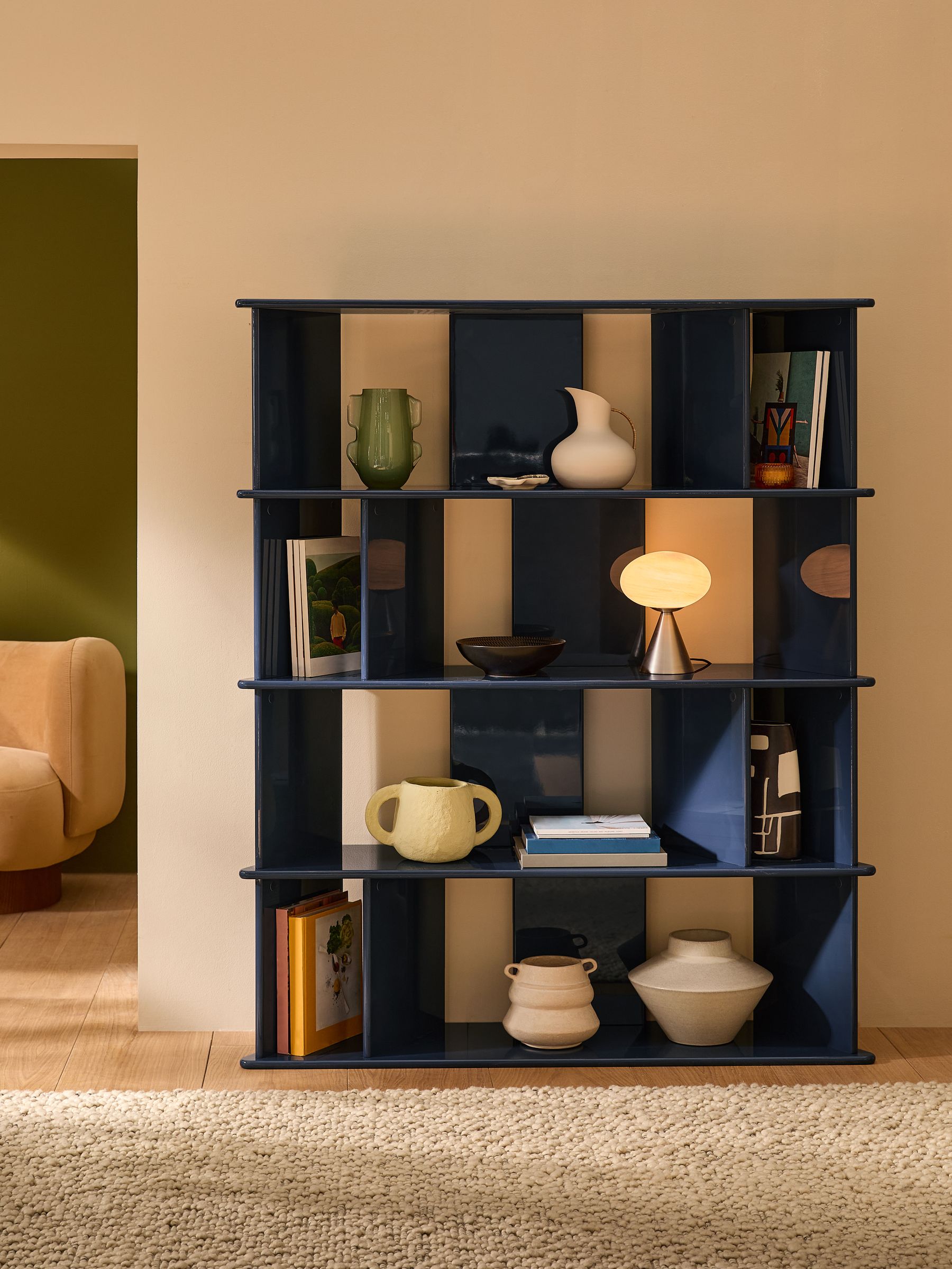 Ingrid Wide Shelving Unit in Navy