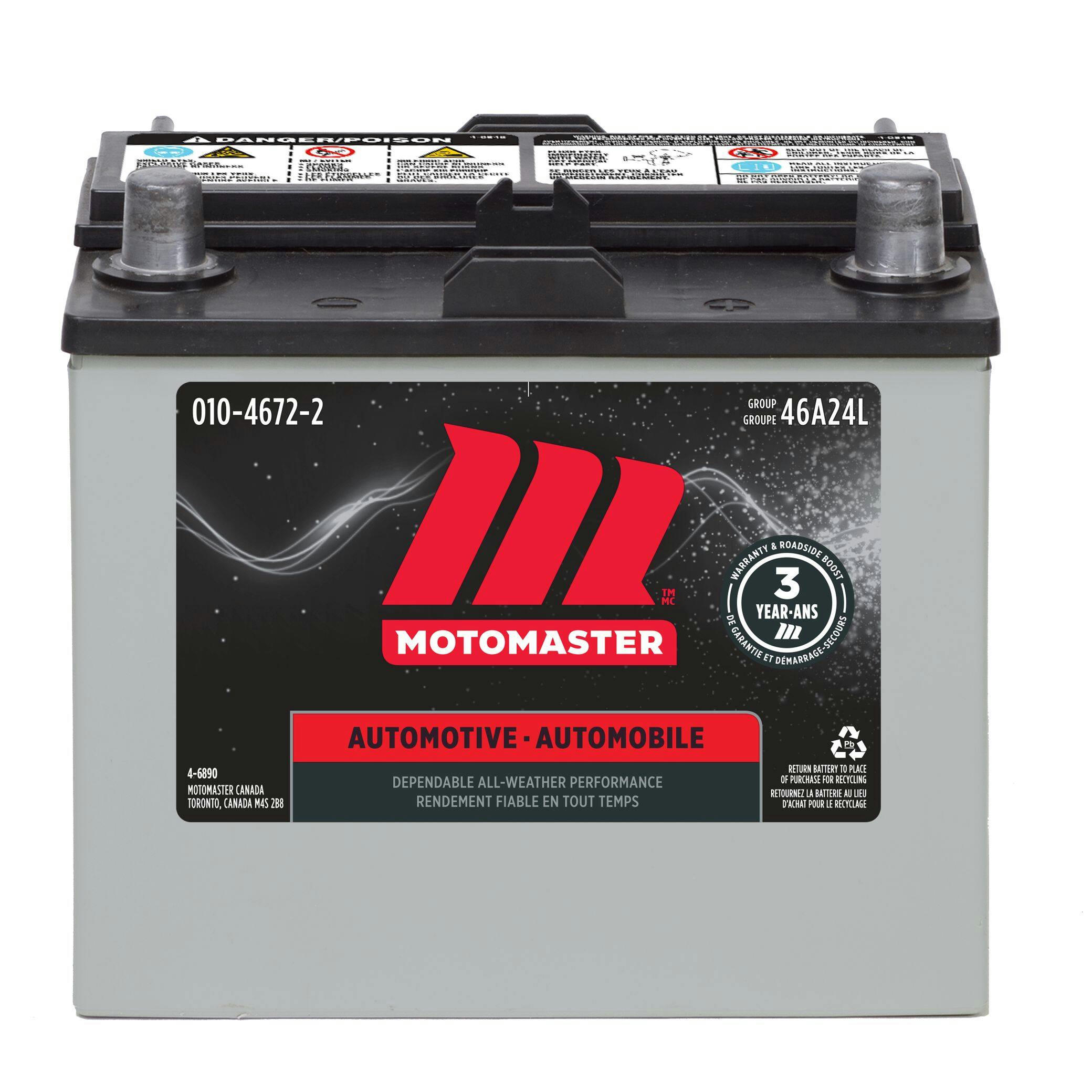 MOTOMASTER Group Size 46A24L Battery, 320 CCA