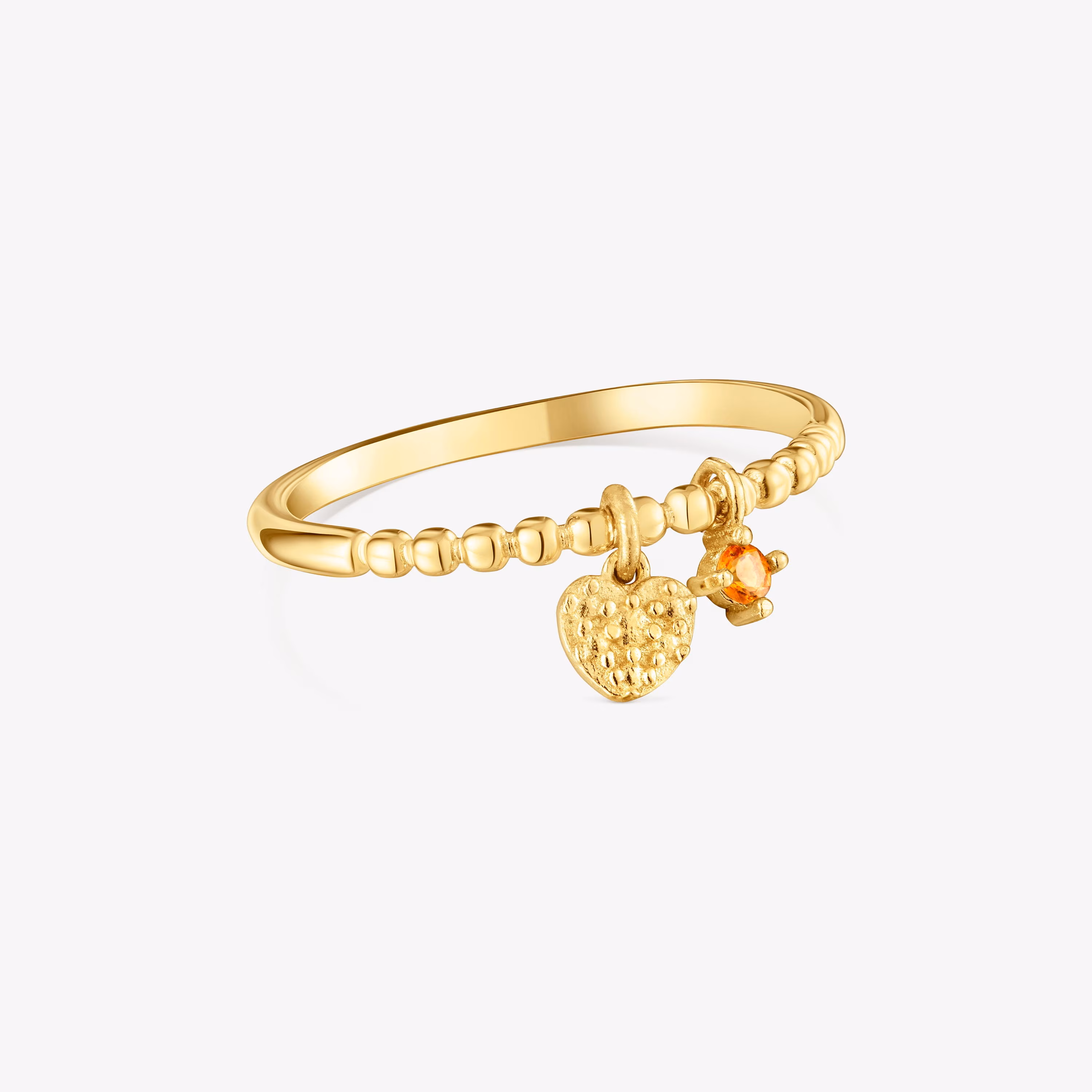 Anillo pequeño con baño de oro de 18 kt sobre plata y granate naranja TOUS Grain