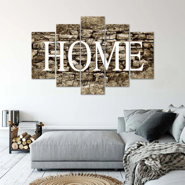Feeby Obraz 5 częściowy Napis Home na tle muru 100x70