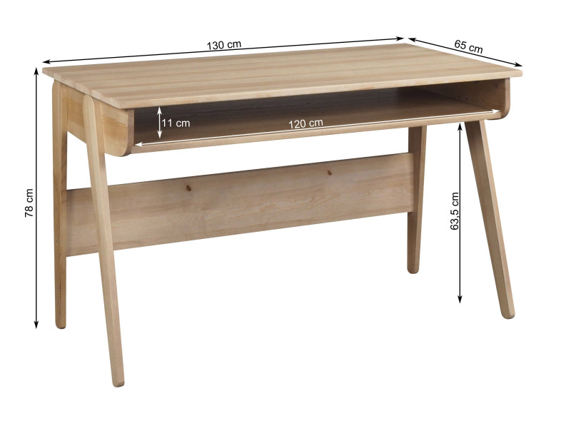 Biurko drewniane z półką SCANDINAVIAN WOOD, kolor antracyt