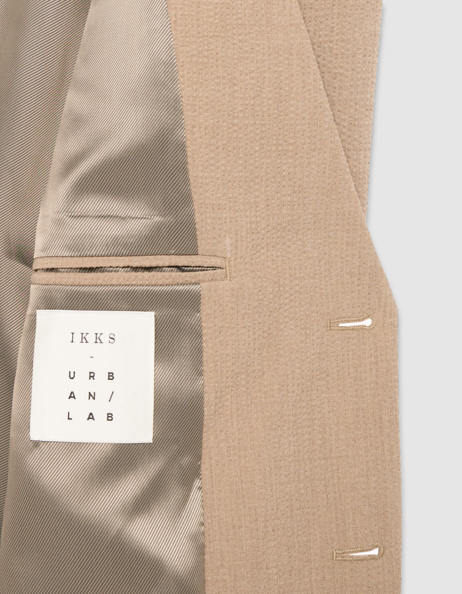 Veste de costume beige foncé seersucker TRAVEL SUIT Homme