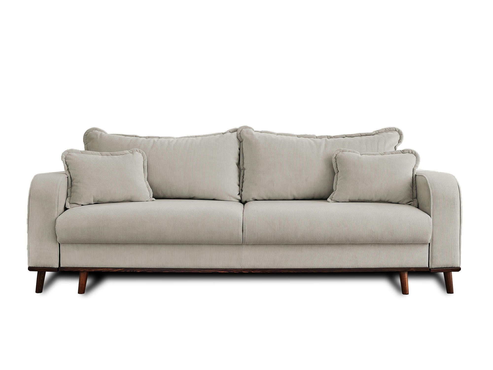 BILLIE - Canapé droit convertible 3 places en velours côtelé gris clair