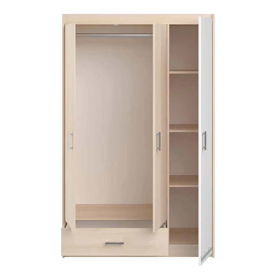 Kledingkast Charly 3-deurs - acaciakleur - 180x112x52 cm