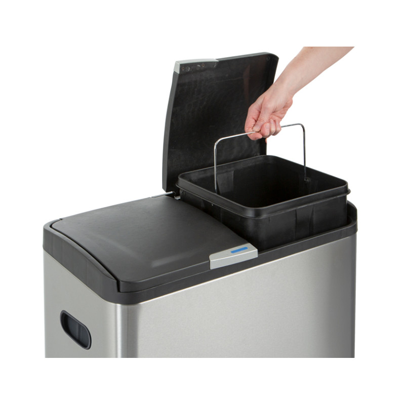 Poubelle de tri acier inoxydable mate 2 x 20 L PRACTO HOME
