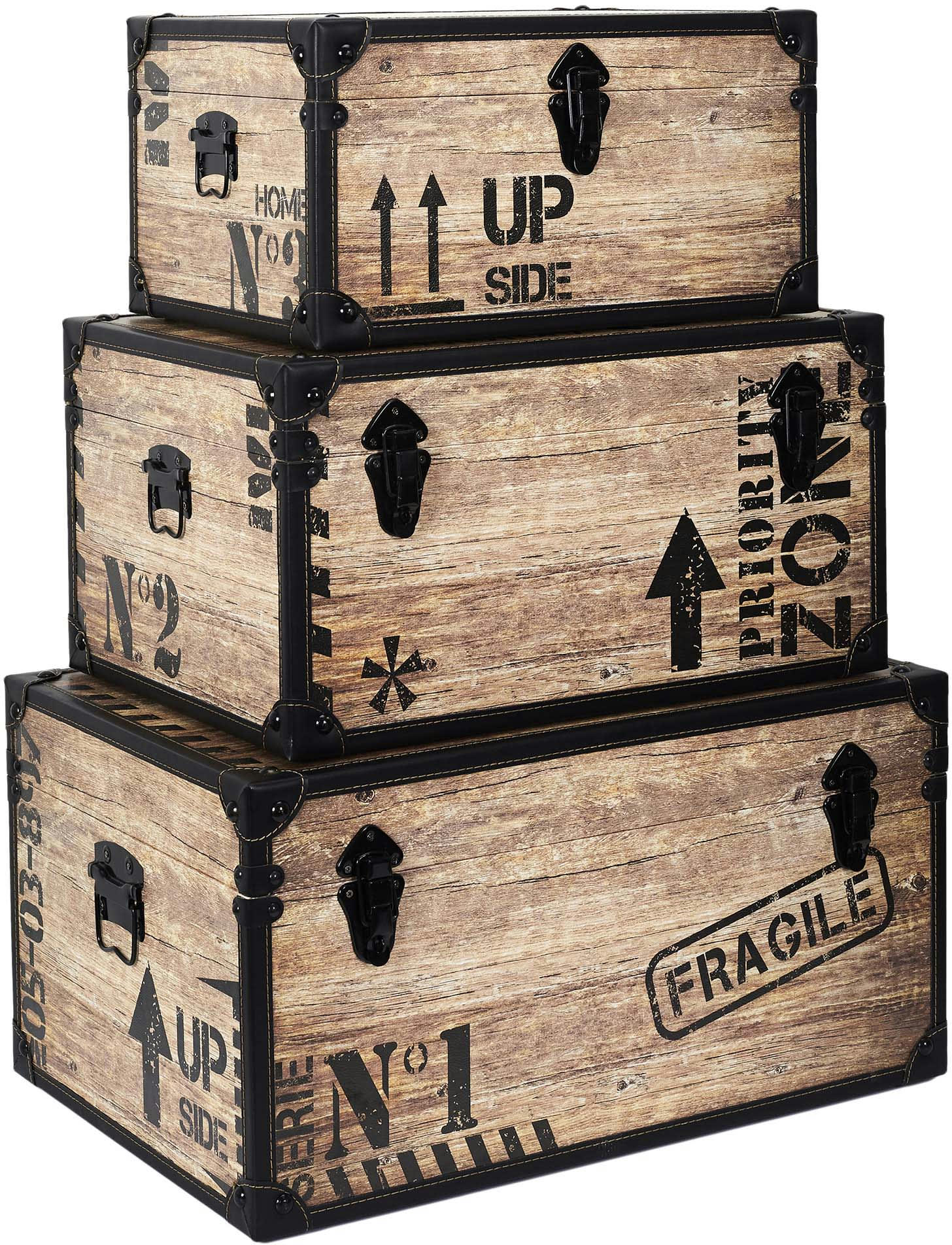 - Set de 3 malles décoratives industrielles