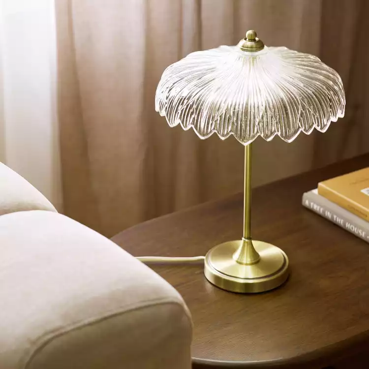 Habitat Petal Glass Table Lamp - Brushed Brass