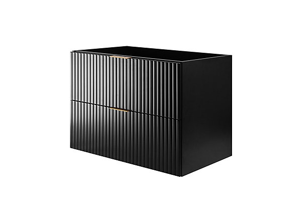Meuble vasque, Noir   poignée dorée, 100 (80   20) x 57 x 46 cm