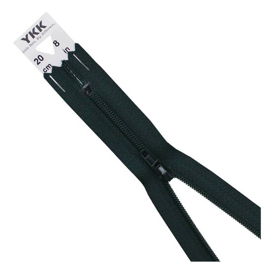 YKK Bottle Green Dress and Skirt Zip 20cm