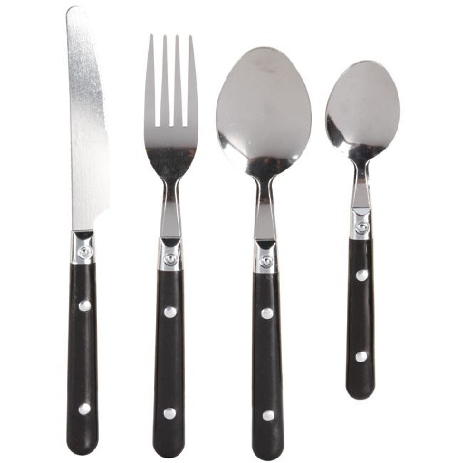 Ménagère 16 pièces inox manche plastique noir
