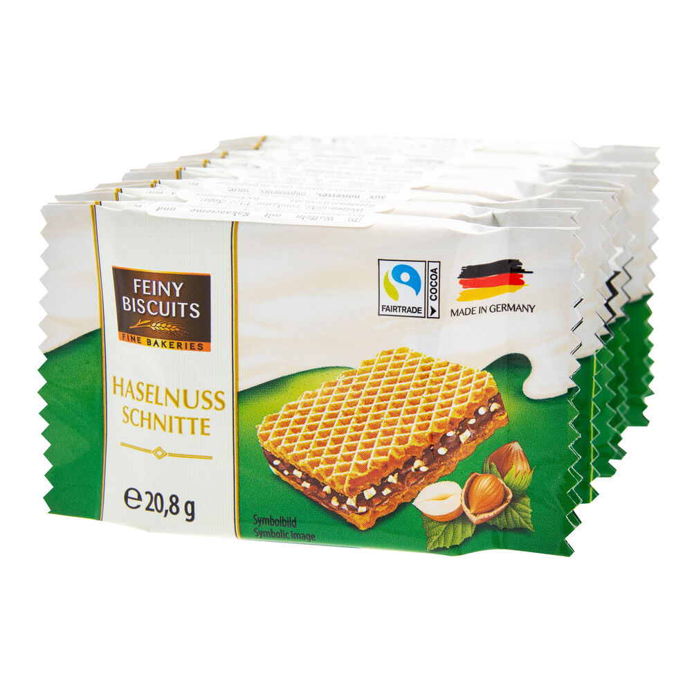 Gaufrette fourrée cacao et éclats de noisettes 8x20,8gr