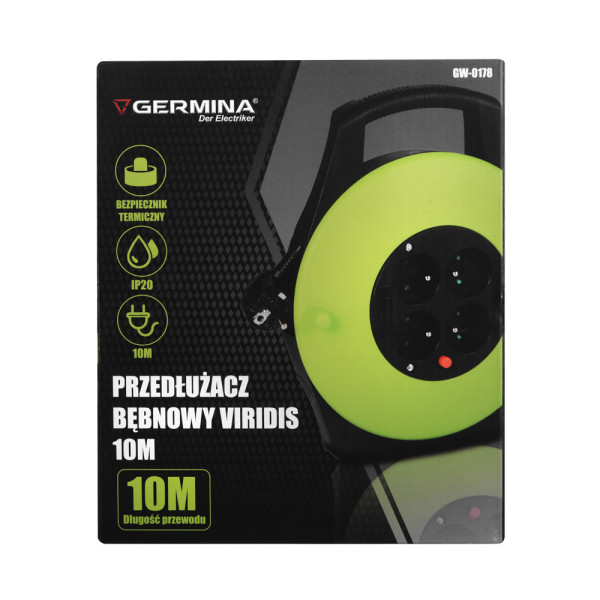 Przedłużacz bębnowy Germina 10m 4 gniazda 1szt.