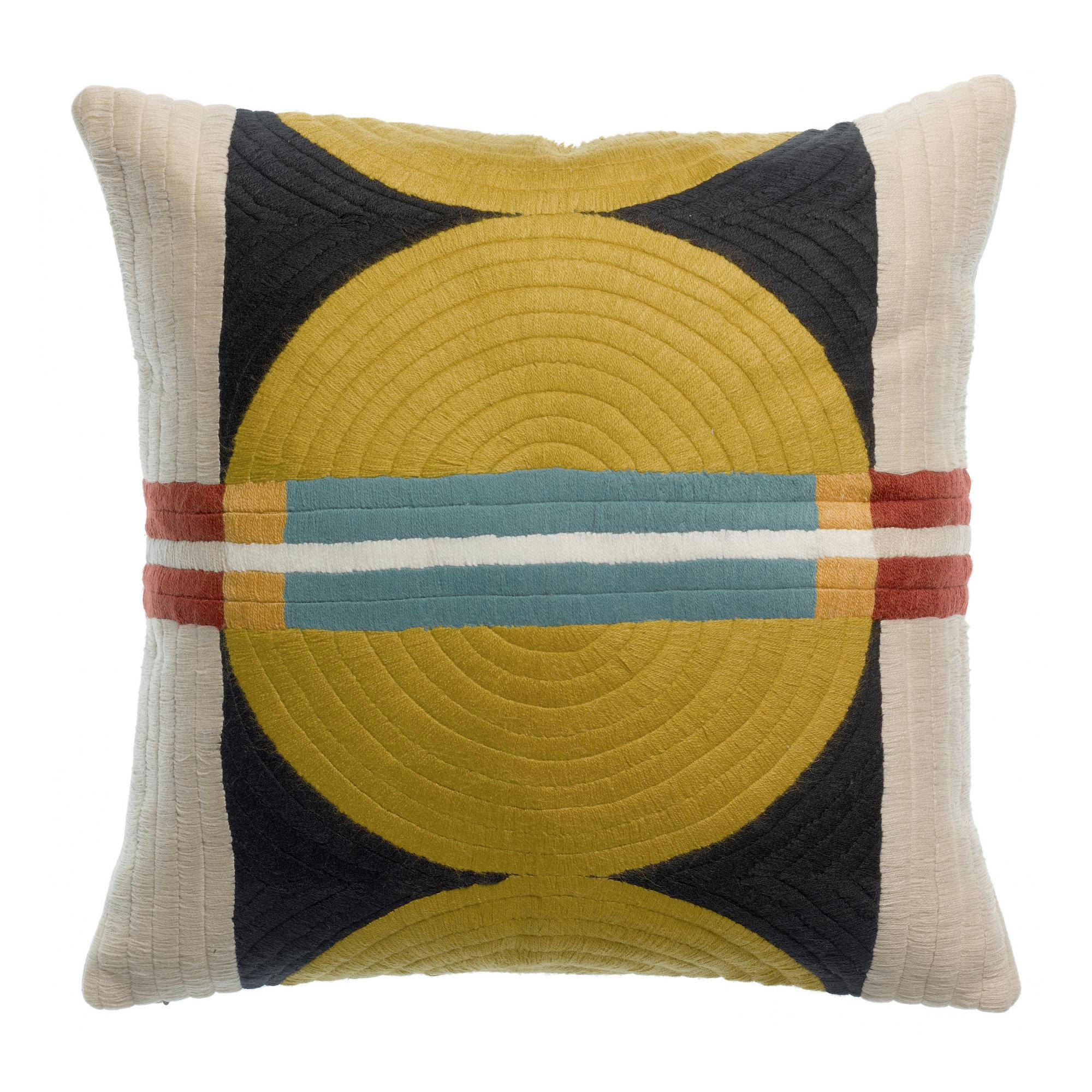 YONI - Coussin brodé  en coton multico 45 x 45