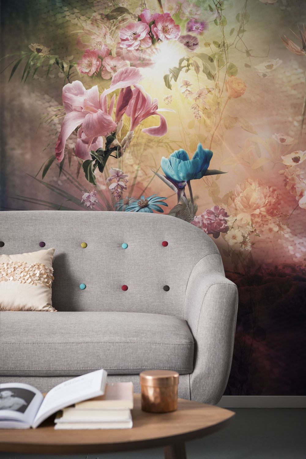 Sanders & Sanders fotobehang bloemen multicolor - 200 x 250 cm - 611968