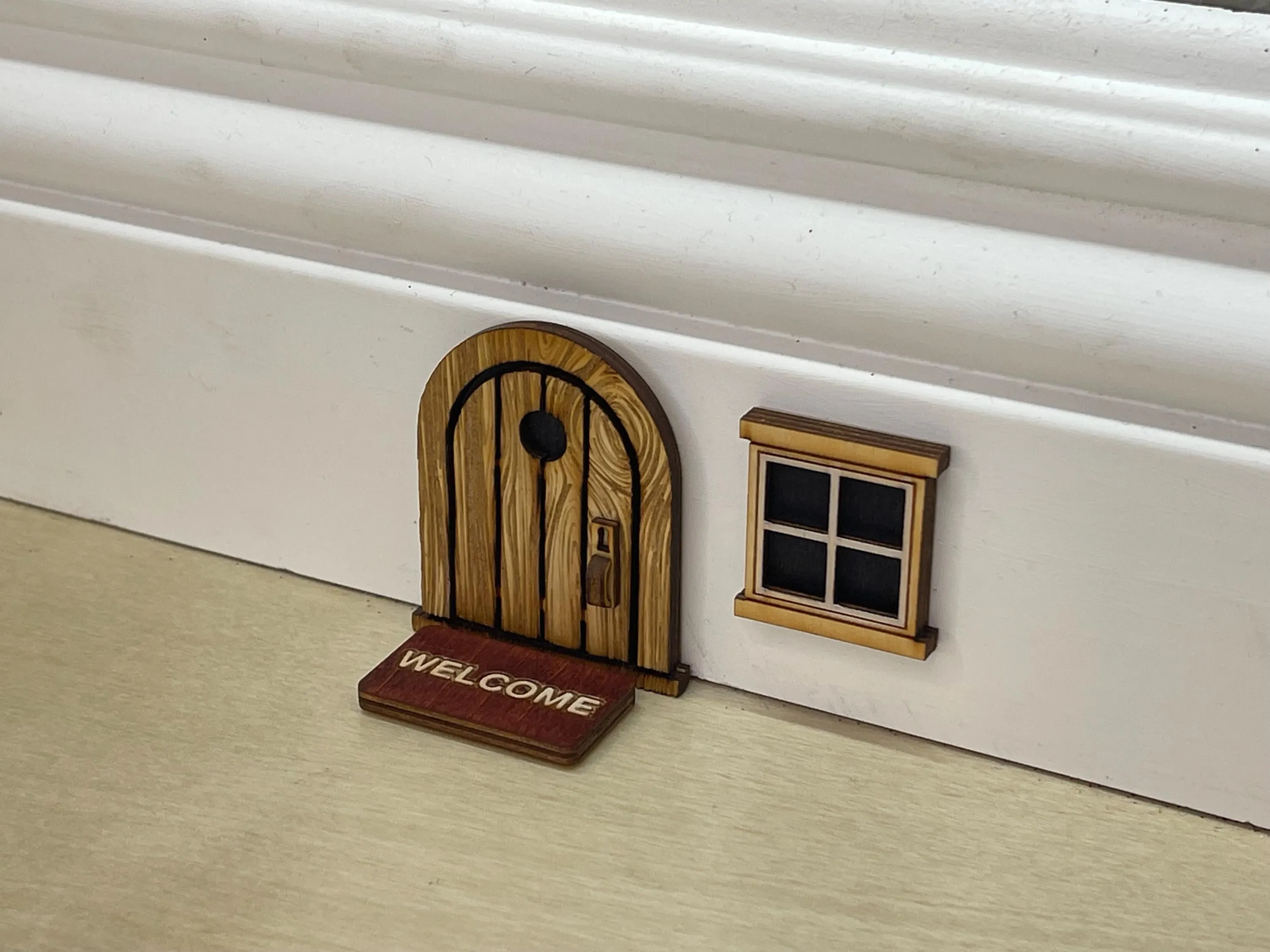 Handcrafted Original Edition Mouse Door/Fairy/Elf Door: Whimsical Miniature Wood Home Decor Three Sizes (2”,3”,4”) Available