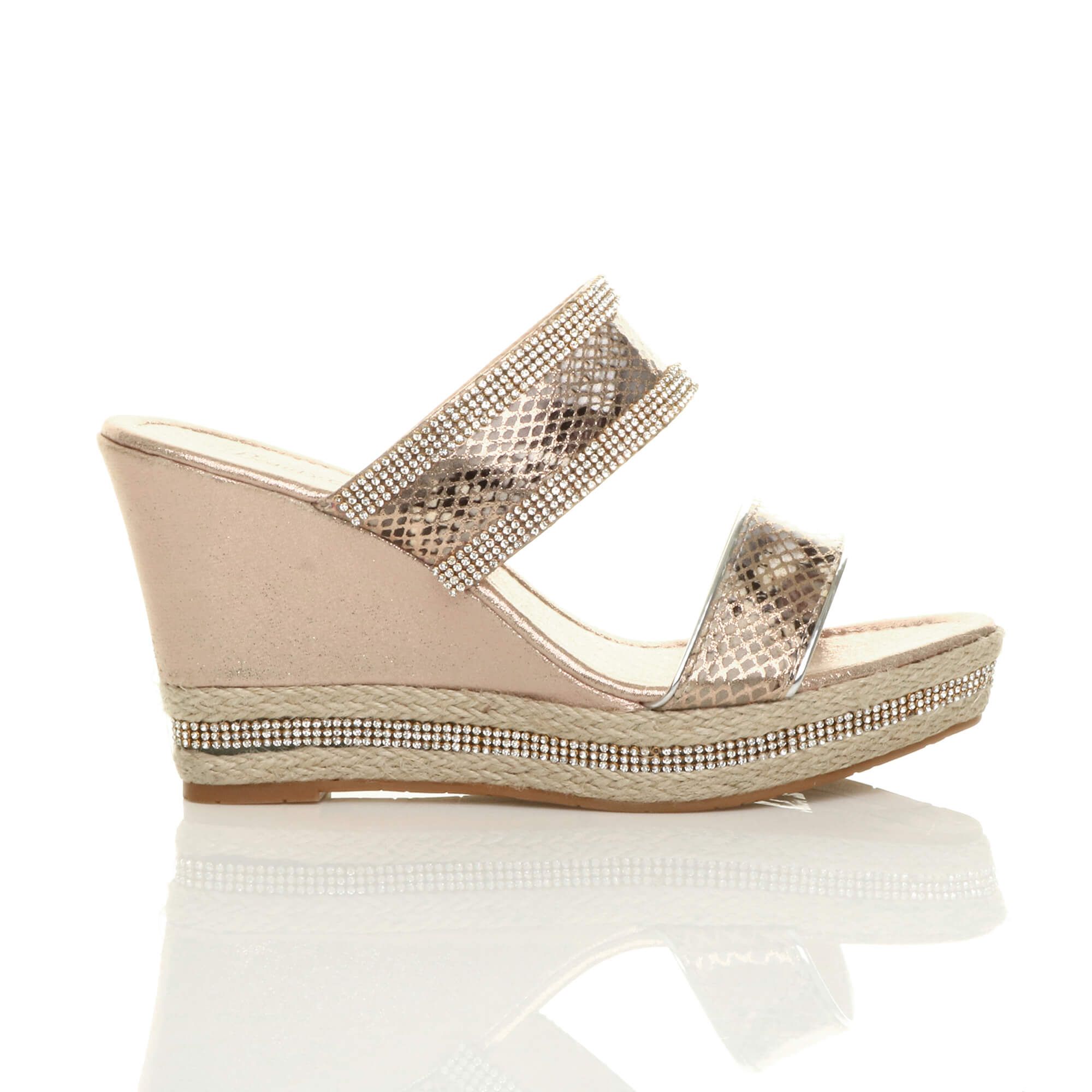 AJVANI High Wedge Heel Strappy Mule Espadrille Sandals