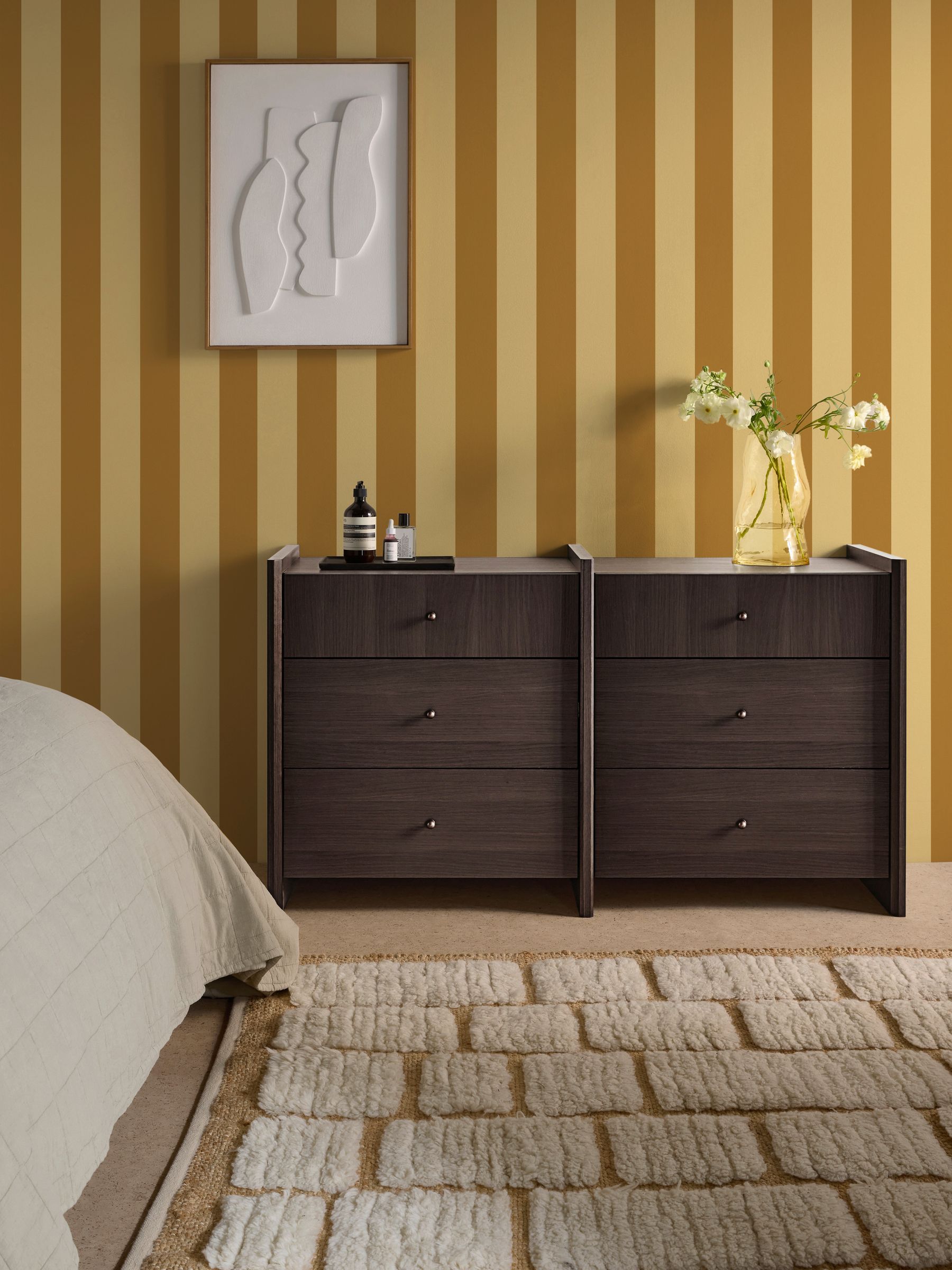 Demi Wide Stripe 10M Wallpaper in Ochre