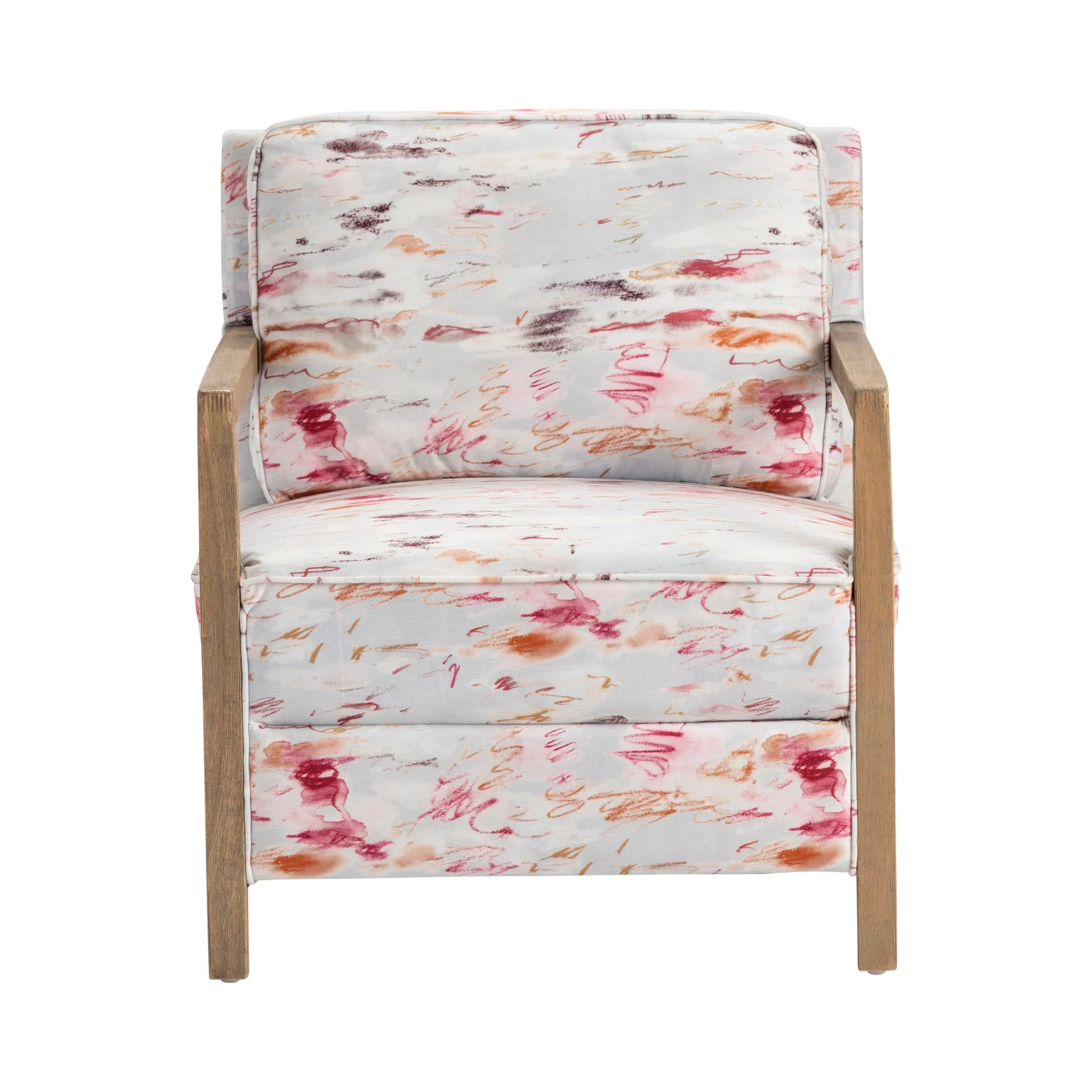 Soft Pink Abstract Patterned Accent Chair - 31.25 x 29.5 x 31