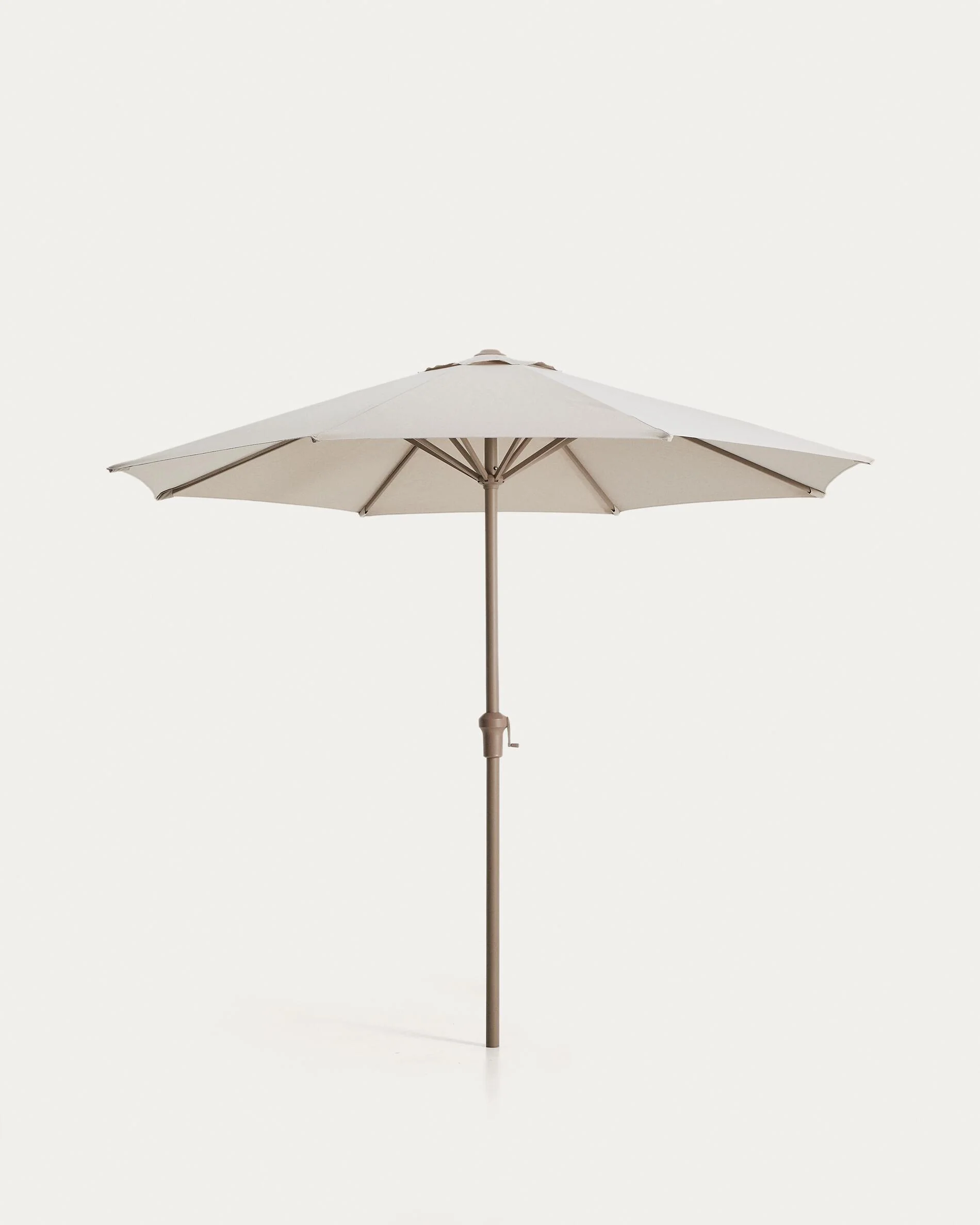 Milna beige parasol with central pole and taupe steel structure Ø300cm