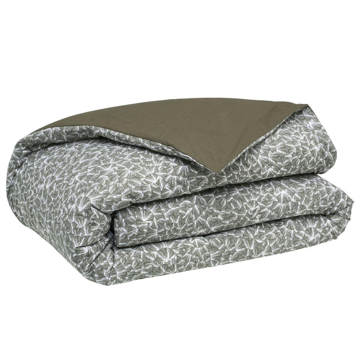 OSMOSE - Housse de couette en percale de coton vert kakhi 200x200