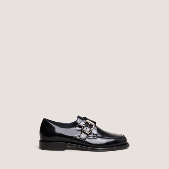 Mocassins à bouclesen cuir glacé noir | DIXA