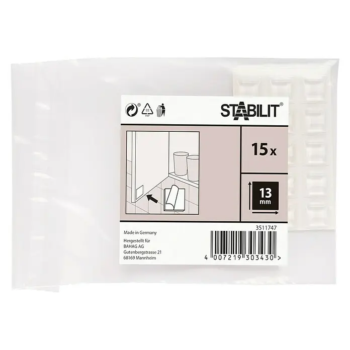ANTISKLIKNOTTER STABILIT 13MM 15 STK TRANSPARENT