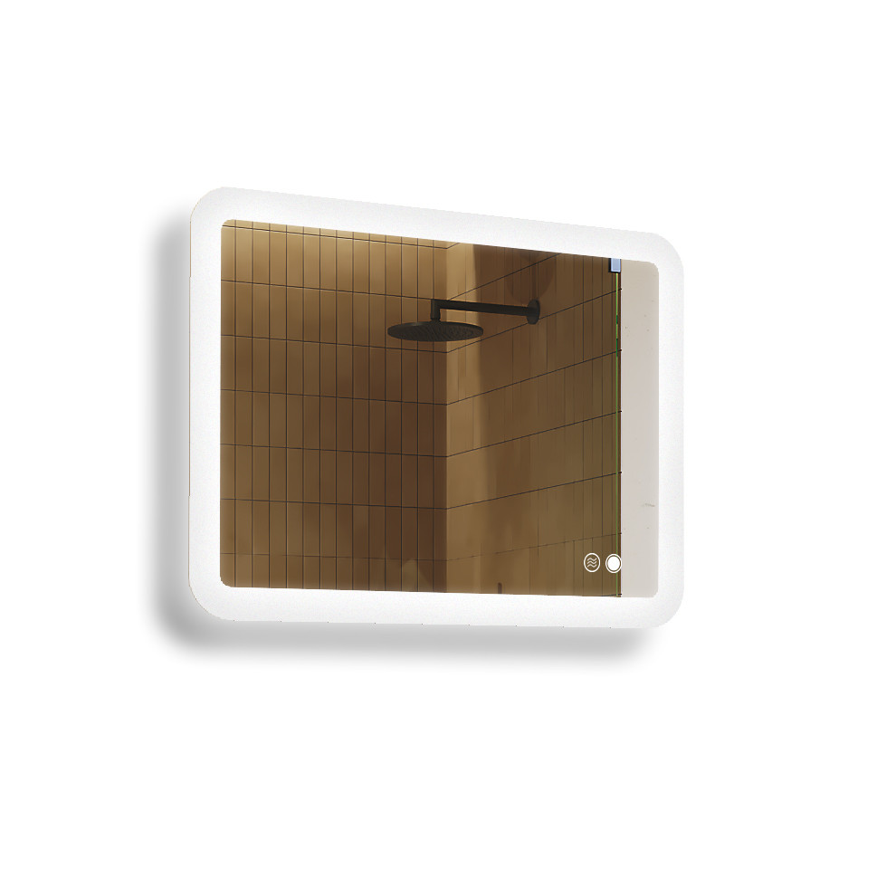 Lustro łazienkowe 80x60cm zaokrąglone - LED Dual, włącznik, mata grzewcza
