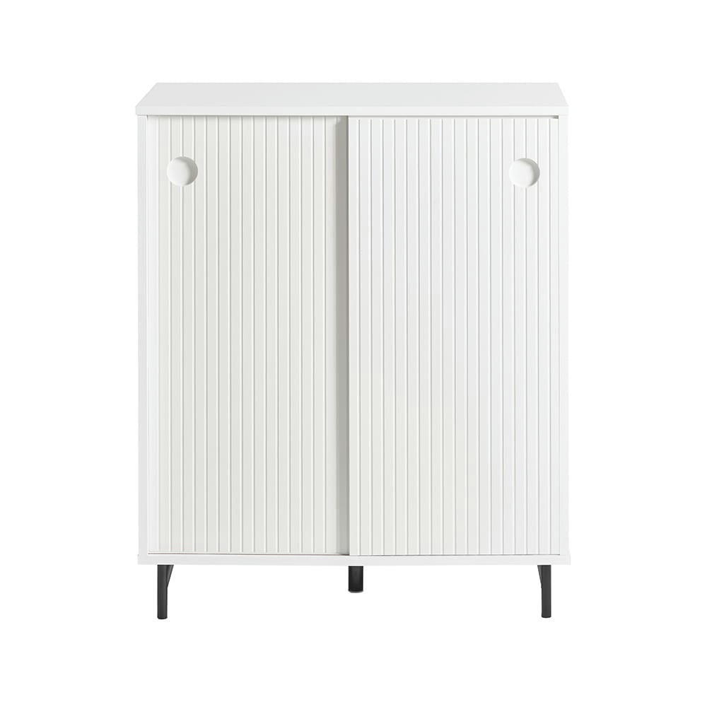 - Meuble de rangement effet bois blanc avec ports