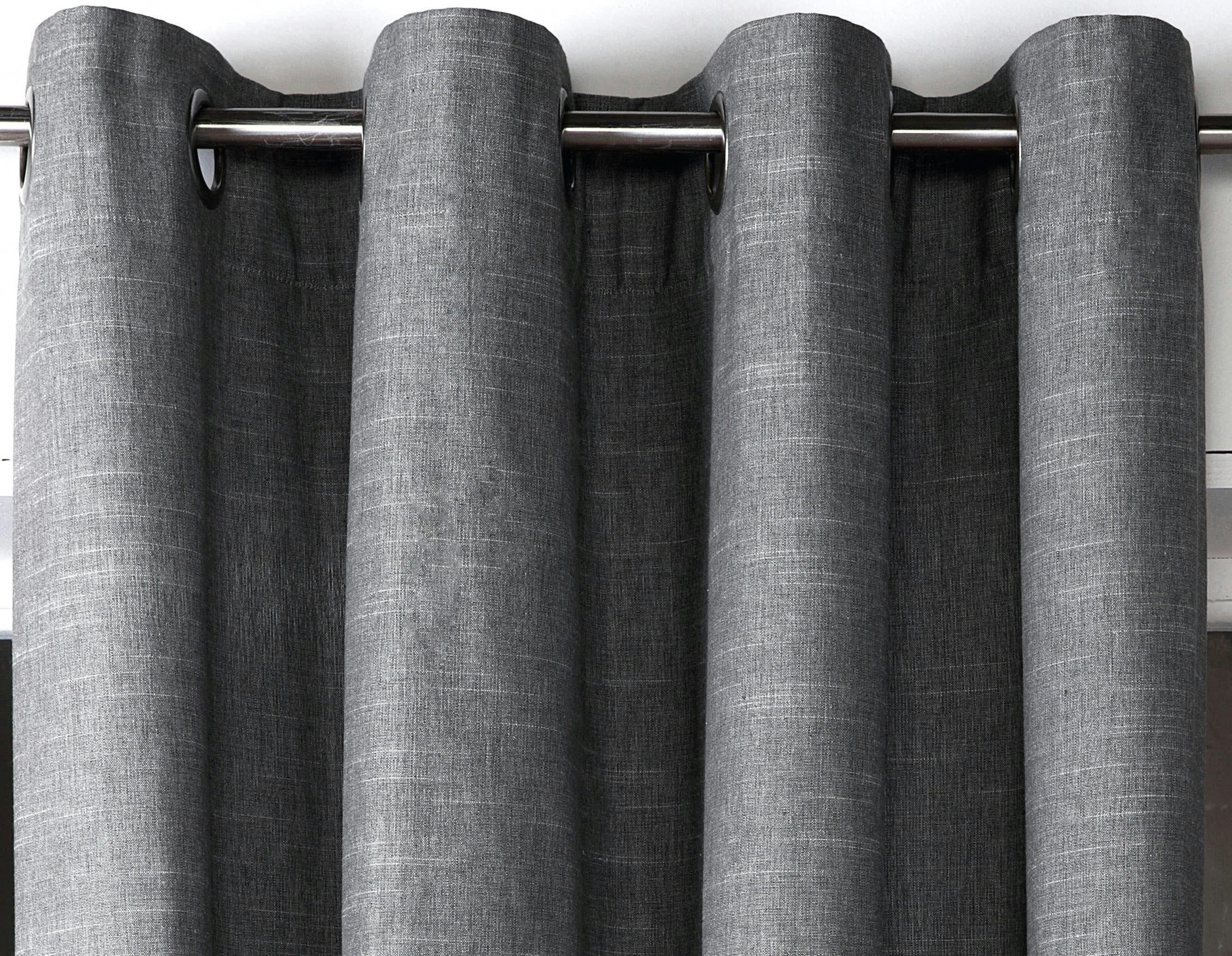 ALPS - Rideau à l'unité monté sur œillet 135x260 en coton gris