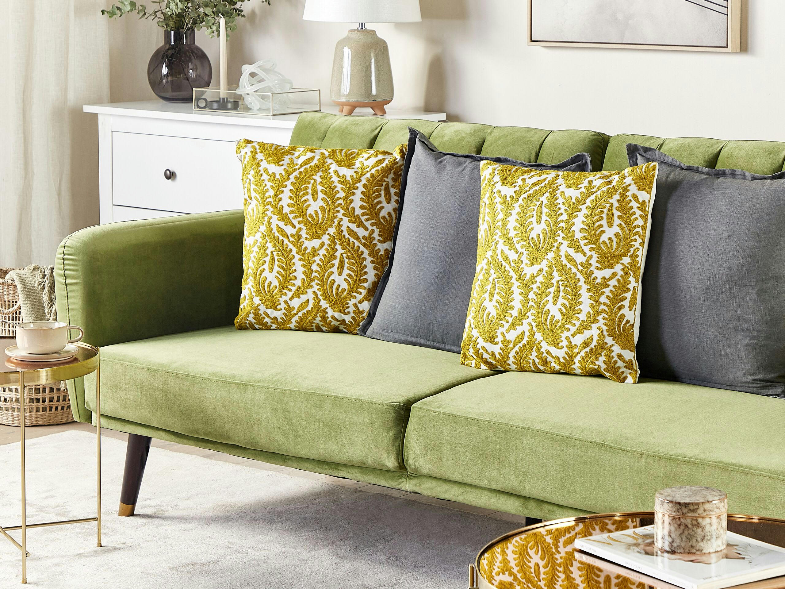 PRIMULA - Lot de 2 coussin décoratifs en tissu jaune 45x12cm