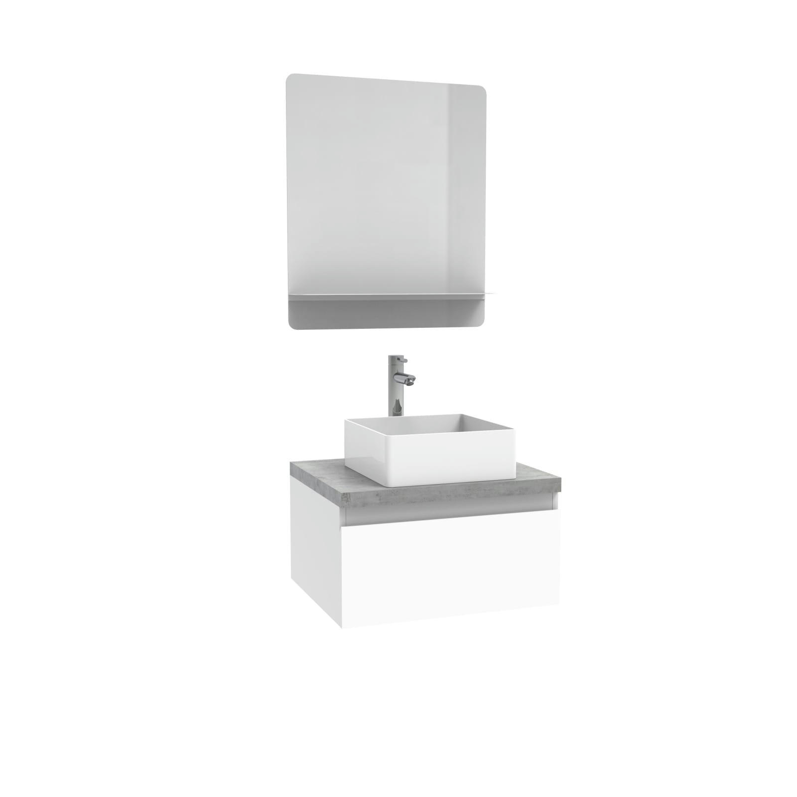 WILL - Meuble de salle de bain suspendu avec vasque et miroir WILL